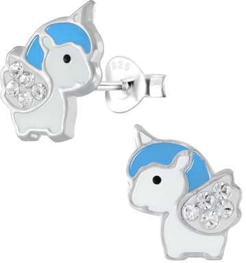 Monkimau Mädchen Ohrringe Einhorn | Ohrstecker aus 925 Sterling Silber | Kinderohrringe hypoallergen