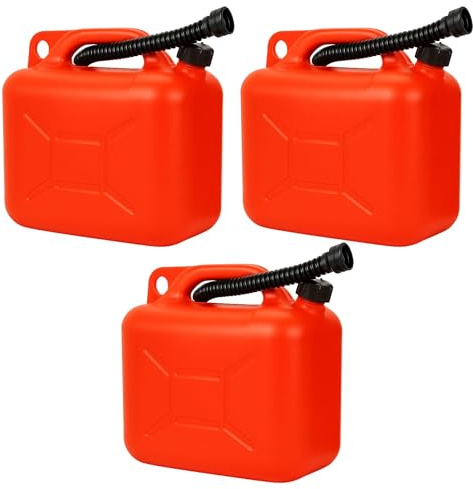Plastard Benzinkanister 3er-Set 5 Liter Kunststoff - UN-Zulassung | Kraftstoffkanister mit Ausgießer - Für Benzin, Diesel, Wasser, AdBlue, Auto, Motorrad, Boot, Camping, Transportkanister