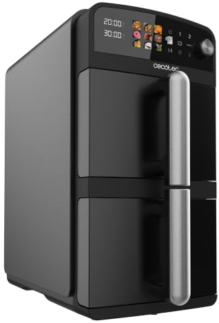 Cecotec Friggitrice ad Aria 10L Cecofry DuoLevel 10000. 2400W, 2 Cestelli Sovrapposti da 5L, Sync, 10 Menù e Pannello Touch, Cucina Fino a 4 Piatti alla Volta in Modo Rapido e Risparmia Molto Spazio