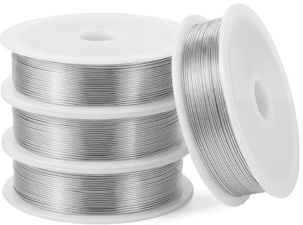 4 Rollos Alambre de Aluminio para Manualidades, Bisutería, Escultura | 0.5mm x 160m Alambre Manualidades Flexible, Alambres de Escultura de Acero Inoxidable con Bobina