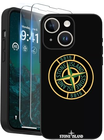 Cliffora Stone Island Handyhülle für iPhone 17 16 15 14 13 12 11 Pro Max, Urban Streetwear Hülle, Weiches Flüssigsilikon Stoßfeste Schutzhülle + 2 Panzerglasfolien