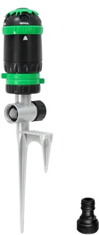 RESTMO Rasensprenger für große Flächen, Getriebe Sprinkler & impulsregner | 5 Muster, Sprühdurchmesser 24 m (467 m²), Metallspike-Basis, wetterfest, erweiterbar in Reihe, für Rasen & Beete