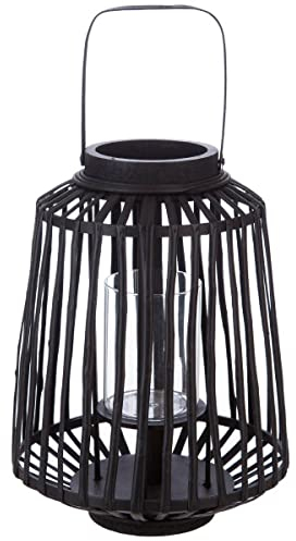 Atmosphera - Rattan-Außenlaterne Schwarz - H. 35 cm - Schwarz