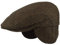 Herren Winter Schiebermütze mit Ohrenklappen Flatcap Schirmmütze 100% Wolle Newsboy ausklappbarer Ohrenschutz Hautfreundlich Bequem Fischgrät Oliv 55