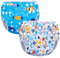 Luxja Pañal de Natación para Bebes Bañador Reutilizable de Nadar de Bebé Pañal Lavable para Bebé (0-3 años), Shell + Pescado Azul
