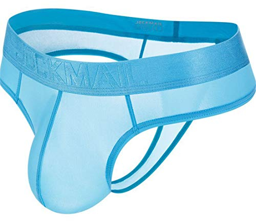 Sexy Seide Herren Bikini komfortabel Jockstrap Herren Strings G-String Suspensorium Slips für Männer Lace Strings (XXL, Blau)