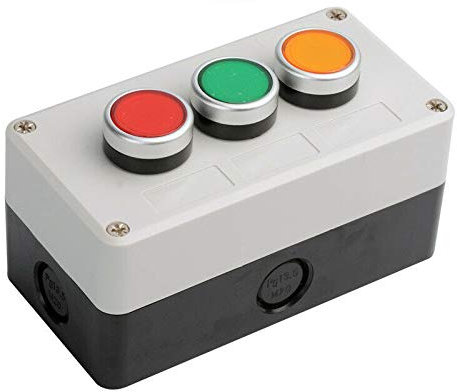 Estación de control de botón pulsador, 3 interruptores Interruptor de botón pulsador de hongo de parada/arranque (paquete de 1-3 autorretorno)