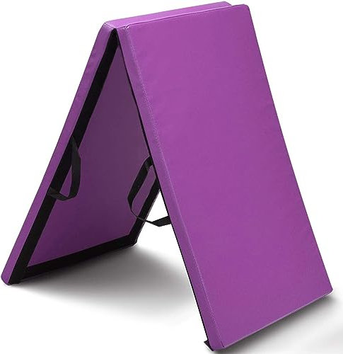 DREAMADE Weichbodenmatte, Gymnastikmatte Yogamatte klappbar, Klappmatte Turnmatte Fitnessmatte, 2 Farbe, 180x60x3,8cm (Lila)