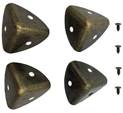 Vintage Bronze Wooden Box Corner Decorative Antique Bronze Corner Protector Jewelry Case Triangle Metal Box Decorative Edge Safety Guard, 4 Packs
