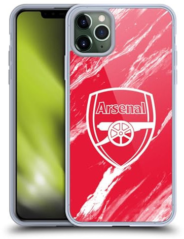 Head Case Designs Officially Licensed Arsenal FC Red Marble Crest Patterns Gel Case [Military Grade Protection] Compatible with Apple iPhone 11 Pro Max and Compatible with MagSafe