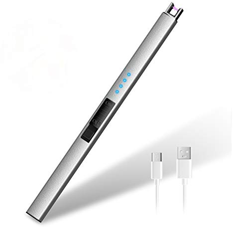 HOTERB Accendino Elettrico - Elettrico Accendigas Ricaricabile con Porta USB di Tipo C,Indicatore di Batteria,Accendigas Elettronico per Accendere Le Candele, Barbecue