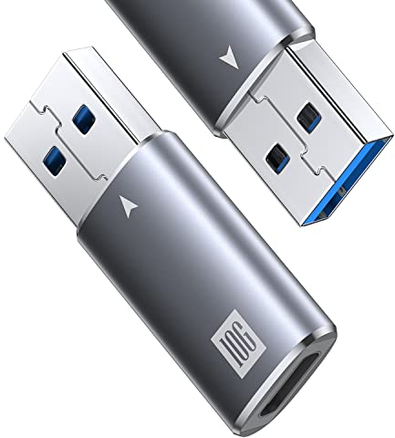 10Gbps USB-C Adapter 2-Pack, USB 3.1 A zu USB-C, SuperSpeed, Daten-Sync, Kompatibel mit iPhone 15 Plus Pro Max, Typ-C Kopfhörer, Laptop, Power Bank, Quest Link