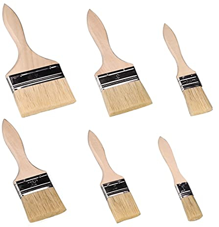 Pinceaux Peinture Mur,Pinceau Plat, Pinceaux 6 Pièces, Pinceaux Professionnels Manche en Bois Peinture Brosses Pinceaux de Poils Naturels Adapté Aux Murs, Aux Meubles, Aux Volets