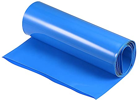 sourcing map Battery Wrap PVC Heat Shrink Tubing 127mm Dia 200mm Flat 1.5m Blue Good Insulation for Battery Pack