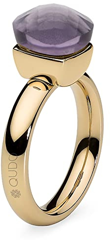 Qudo Firenze Edelstahl gold farbenem Ring mit wisteria Stein (lila) (56 (18))