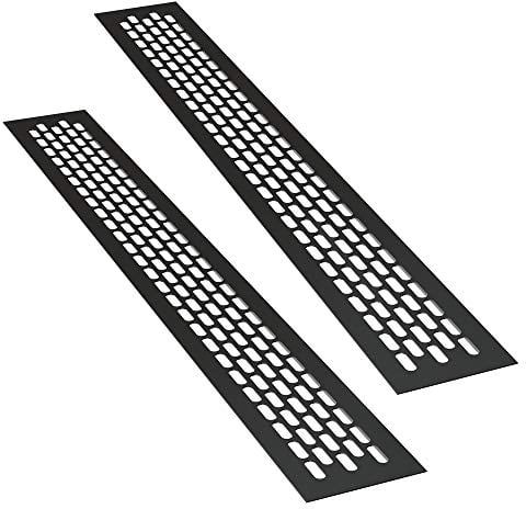 sossai® Griglia di ventilazione in alluminio - Alucratis (2 pezzi) | Rettangolare - dimensioni: 44 x 6 cm | Colore: nero | areazione