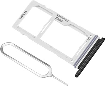 ECSiNG Dual SIM Card Slot Tray Holder Replacement with Open Eject Pin Metal Compatible with Samsung Galaxy S10e SM-G970 2019 Black