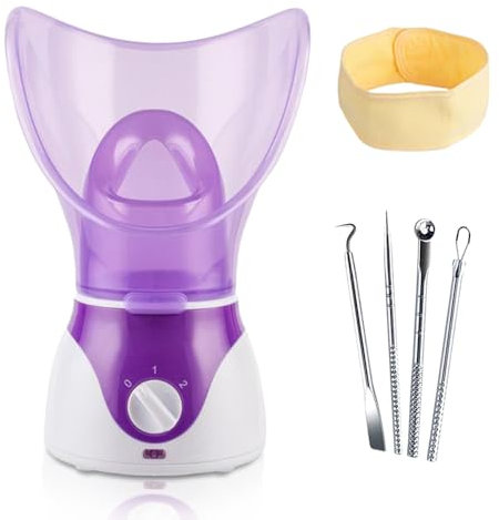 DWO EUROPE Vaporizador Facial y Humidificador 100W, Kit Eliminación Espinillas, Uso Doméstico, Enchufe UE/EE.UU (Púrpura)
