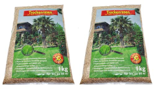 2 Kg Trockenrasen Dürre- und Hitzeresistente Mischung für bis zu 80m²