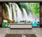 Tapeten Fototapete 3D Effekt Wasserfall Waldteich Lotus Wandbilder Wohnzimmer Deko Schlafzimmer Tapete Vliestapete