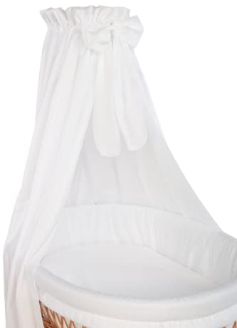 Mionido Textiles Set für Stubenwagen groß weiß | Set aus Stubenwagen-Polster, Spannbettlaken & Himmel96 | 100% in Deutschland gefertigt | Ausstattung für Babynest | Hochwertige Baumwolle