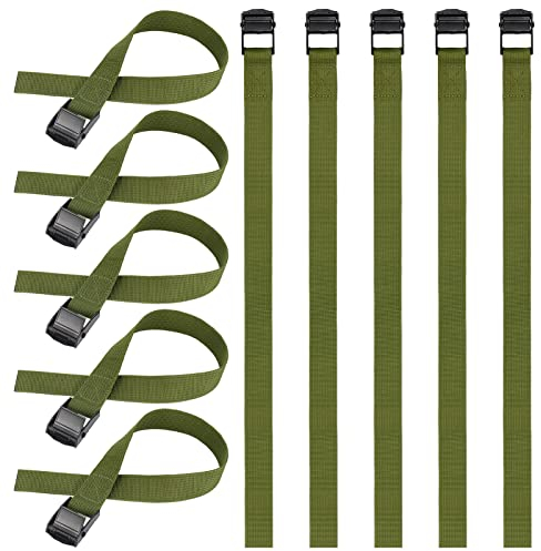Hejo Spanngurt, 10 Stück 65cm Verstellbare Zurrgurte mit Klemmschloss, Spanngurte Kurz, Rostfreie Befestigungsriemen für Fahrrad, Motorrad, Gepäckpakete, Camping, Grün