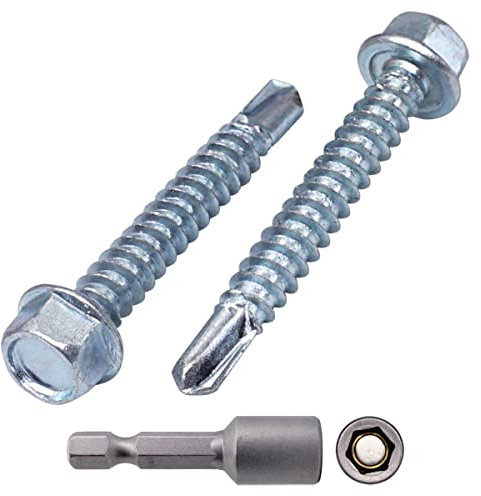 SKIR'CO (20 pezzi) DIN 7504 K in acciaio zincato 5,5 x 38 mm, viti autoperforanti, testa esagonale