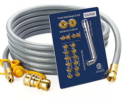 CALPOSE 15 Feet 5249 Propane to Natural Gas Conversion Kit for Blackstone 28”, 36” Griddle, 3/8 inch ID Natural Gas Hose Compatible for Tailgater, Rangetop Combo & Single Burner Rec Stove