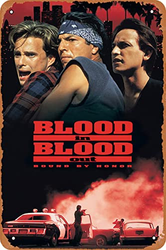 HTINSIGN Blood in Blood Out:Bound by Honor Filmposter, Retro-Metallschild für Café, Bar, Pub, Büro, Zuhause, Wanddekoration, Vintage-Blechschild, Geschenk, 30,5 x 20,3 cm