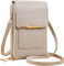 matago Sacoche en cuir antivol - Petit sac à bandoulière léger en similicuir pour téléphone portable, pour femmes, avec fenêtre pour écran tactile (Gris)