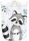 Clastyle 45L Niedlich Grau Lächeln Waschbär Grün Baum Kinder Wäschekorb Babyzimmer Blätter Tier Rund Korb Spielzeug Kleidung Aufbewahrung Kinderzimmer für Babyzimmer, 36x45 cm