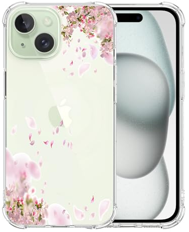 ZTHLL Transparente Hülle, kompatibel mit iPhone 15, fröhliches Blütenmuster für Frauen und Mädchen, weich, flexibel, dünn, TPU, transparente Hüllen für iPhone 15, 15,5 cm (6,1 Zoll)