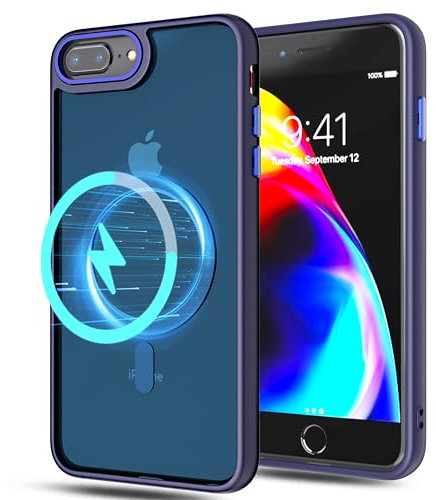 YmhxcY for iPhone 8 Plus/iPhone 7 Plus Case,Frosted Translucent Back Cover,Supports wireless charging Magnetic case,Military Grade Drop Protection,for iPhone 8 Plus/iPhone 7 Plus Case(Sapphire Blue)