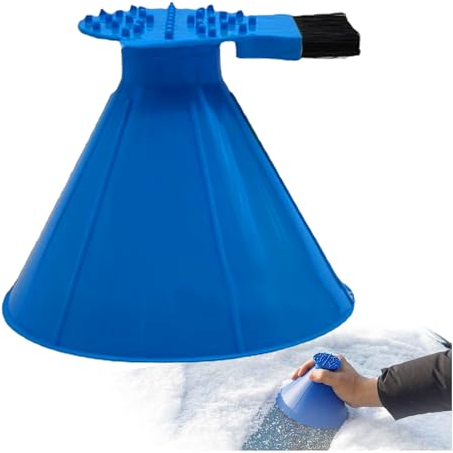 Magischer Eiskratzer, 2 In 1 Multifunktionaler Runder Eiskratzer für Auto Windschutzscheibe KegelföRmiger Magischer Trichter Auto-Windschutzscheiben-Schneeentfernungswerkzeug (Blau)