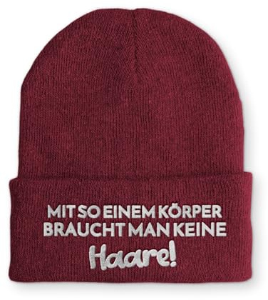 tshirtladen Strickmütze Dieser Köper braucht Keine Haare Mütze Wintermütze lustige Beanie mit Stick