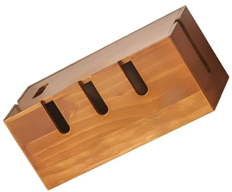 PRETYZOOM Caja De GestióN De Cables De Madera, Organizador De Cables Para Escritorio, Soporte Para Enrutador Wifi, Ideal Para Hogar Y Oficina, Color MarróN Claro, 12x5.5x5.3 Pulgadas