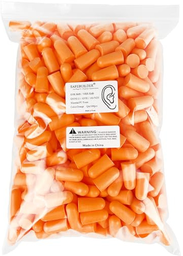 SAFEBUILDER SNR Earplug Dispenser with 500 Foam Earplugs, Soft Disposable Ear Protection for Workers, Hearing Protection, NRR 32dB (Only 500 Pieces Earplugs (No Dispenser)