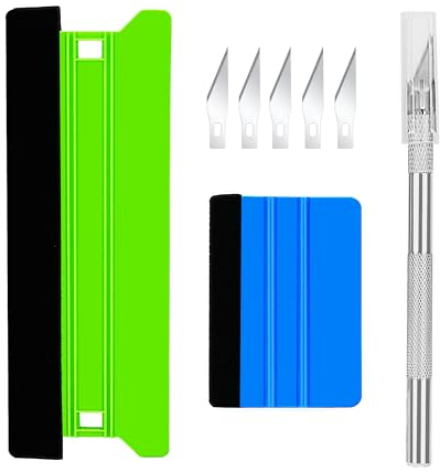 Ewrap Efficient Application Vinyl Wrap Kit, Window Film Tools & Wallpaper Tools - 21cm & 10cm Plastic Felt Squeegee and Trimmer for Glass Film, Car Vinyl, Car Tint & Wallpaper