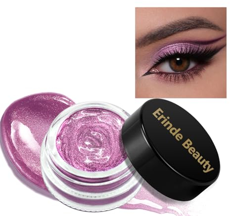 Erinde Creme Liquid Lidschatten Glitzer, Metallic Schimmer Eyeshadow Palette, Wasserfest & Long Lasting Lidschattenpalette, Mousse Eye Highlight Makeup 02#Lila Gold