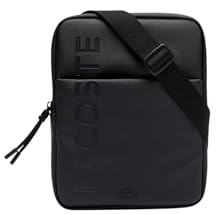 Lacoste L.12.12 Herren-Tasche mit Reißverschluss, klein, flach, Schwarz