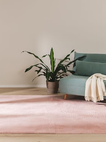 benuta Basic Kunstfaser Fellteppich Furry - Rosa 200x290 cm - Weicher Wohnzimmerteppich - Anti-Rutsch-Rückseite - Waschbar - Für Fußbodenheizung geeignet