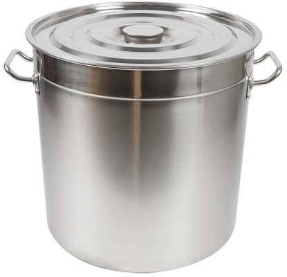 Konfiur Olla grande con tapa y asas, catering de acero inoxidable, olla para gulasch, olla de camping, grosor 0,4 mm (70 litros)