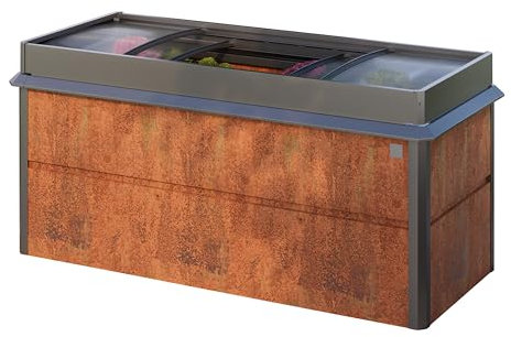 PRIMEYARD 200 x 85 x 77 cm Hochbeet Nele, Cortenstahl, Rost-Optik | inkl. Frühbeetaufsatz und Schneckenschutz