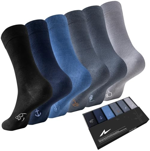 Niorasen Socken Herren Damen,6 Paar Business Socken mit Geschenkbox, Atmungsaktive Bambus, Strümpfe Herren für Altag und Freizeit, Männergeschenke