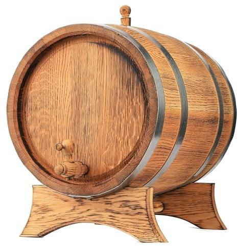 MB Manufaktura Barel Träfat Bränd Naturlig Ekfat Whiskyfat Vinfat Med Kran - Liten Spritfat Kolad Vintage Åldrande Ek Fat Bord Hem Bar Dekor Konjak 3 Liter