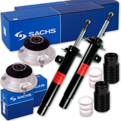 2 SACHS Stoßdämpfer + Domlager + Protection-Kit vorne passend für 3er E46