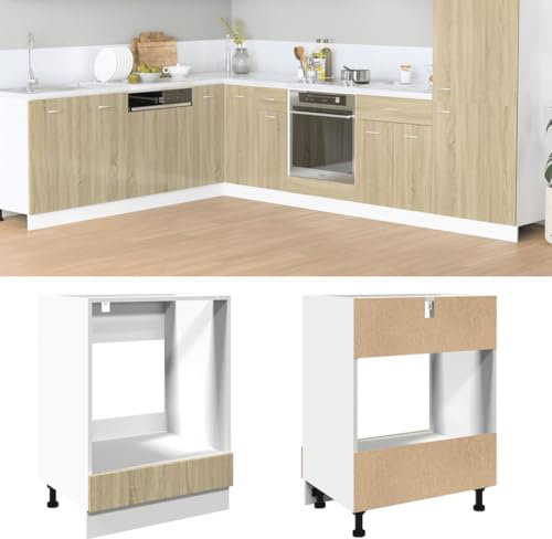 Somanki Herdumbauschrank Sonoma-Eiche 60x46x81,5 cm Holzwerkstoff, Küchenunterschrank, Küchenschrank, Küchenunterbauschrank, Unterschrank Herd, Küchen Schranke - 849617