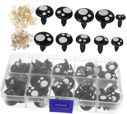 NUOBESTY 100 Piezas Ojos De Juguete Ojos De Seguridad De Crochet Ojos De Seguridad Para Crochet Ojos Adhesivos Para Manualidades Ojos De Seguridad Amigurumi Coser En Los Ojos Black Resina