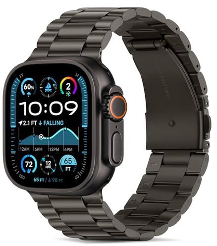 Tasikar Compatible con Correa Apple Watch 49mm 46mm 45mm 44mm 42mm Metal de Acero Inoxidable Correas para Apple Watch Ultra Series 10 9 8 7 6 5 4 3 2 1 SE, Grafito