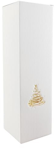 IDEA HOME Set di 6 Scatole Regalo per Vino – Scatola per Bottiglia di Vino di Natale in Bianco Elegante con Carta Kraft, Design Moderno, Sistema Click & Go